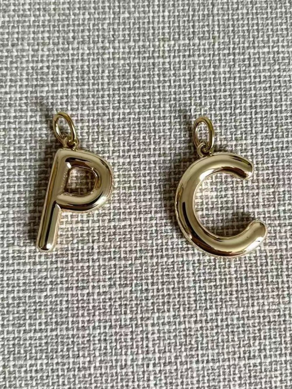 Roxanne Assoulin The Very Big Puffy Initial Charms P & C Set of 2